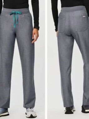 Figs SZ M High Waist Livingston Basic Scrub Pants™ Graphite Straight Leg #T21003